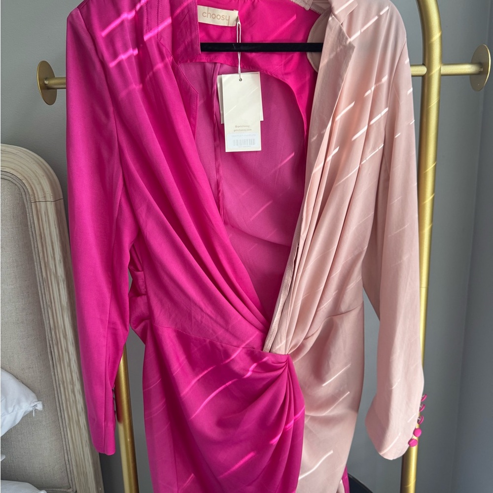 Choosy Pink and Cream Draped Dress